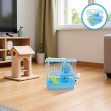  Cage de transport en plastique à 2 niveaux pour hamster nain, souris, gerbille,