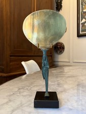 ancienne reproduction égyptienne Moulage du Louvre rare miroir en bronze