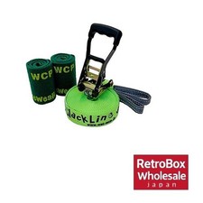 WCP Slackline Glitterline 15 m vert avec ensemble d'usure dans les arbres