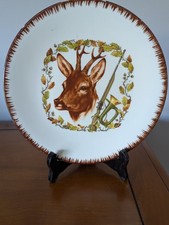 assiette tête de chevreuil ( brocard )  / thème chasse / porcelaine