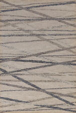 Tapis Abstrait Moderne En Laine De Haute Qualité Ivoire 5x8 Pieds