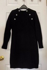 J.CREW Sweater Dress With Jeweled Buttons In Black