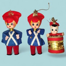 lot anciens personnages lutin soldat ornement décoration sapin Noël vintage 