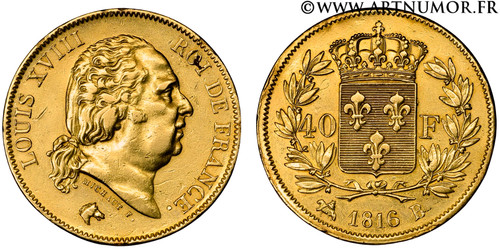 Louis xviii francs or - louis, 40