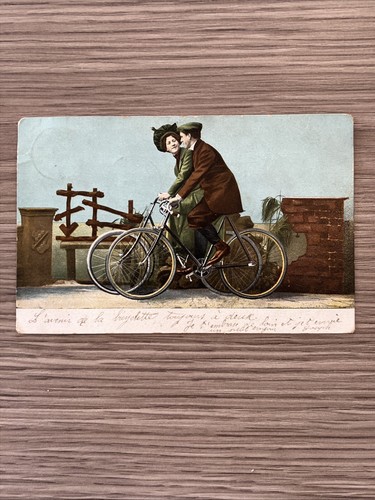 Cpa 1900 vélo tandem couple - vélo,