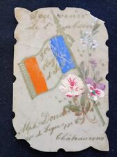 CARTE SOUVENIR DE GUERRE 1914-18 CELLULOÏD PEINTE A LA MAIN