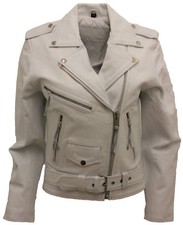 Veste moto cuir blanc - de,