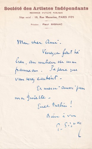 Paul signac charmante lettre - signac,