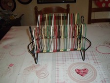 porte disques range 45 T. vinyles scoubidou vintage