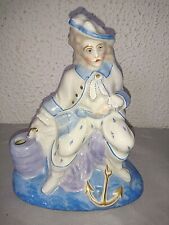ANCIEN BEAU ENCRIER STATUETTE UN HOMME MARIN ANCRE 18 siecles en PORCELAINE 