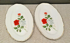 Lot de 2 Raviers Ancien K G Lunéville Modèle Menton Rose Rouge et Blanche 