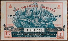 Billet de loterie nationale 1938 11e tranche - Gueules Cassées  1/10 - n°1281058