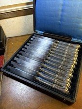 Coffret 12 Couteaux À Entremets Manche Argent Orfevre MASSAT Paul 1877/1885