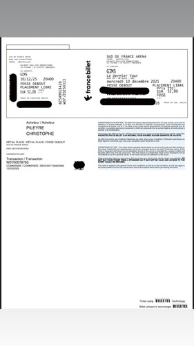 Vds places concert maitre - vds,