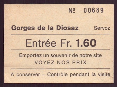 Ticket entrée gorges de - ",