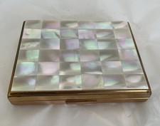 Poudrier en Nacre et Laiton Ancien /7210V3