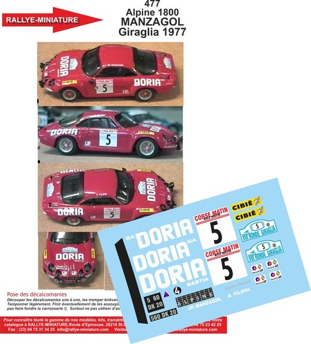 Decals ref 0477 renault - 1/43,
