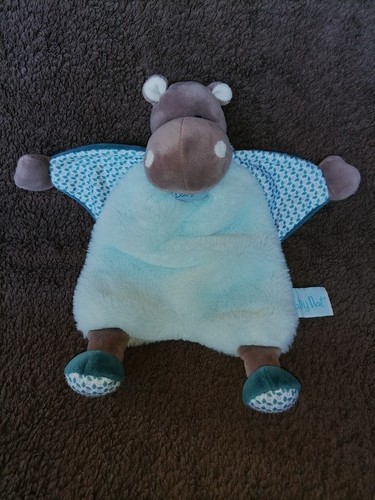 Doudou plat hippopotame bazile - doudou,