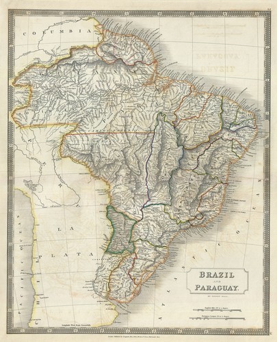 1835 hall map brazil - of,