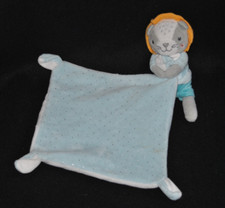 ?Doudou lion mouchoir MOTS D'ENFANTS Leclerc crinière bleu pois brillant TTBE