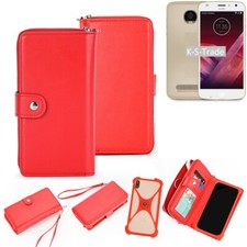 Étui et portefeuille pour Motorola Moto Z2 Play housse protection rouge