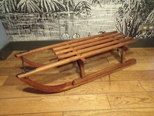 ANCIEN-GRAND LUGE BOIS-VINTAGE-La HUTTE-DéCO-CHALET-MONTAGNE-102cm
