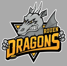 STICKER HOCKEY SUR GLACE CLUB ROUEN DRAGONS DIVISION 1 AUTOCOLLANT 25cm DB035