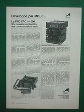 9/1979 PUB MBLE EMETTEUR HF PRC/VRC-600 PRC-610 RADIO ARMEE BELGE  FRENCH AD