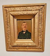 XX SIECLE TABLEAU PEINTURE SIGNEE GENTLEMAN SUR BOIS CADRE DORE STYLE LOUIS XV