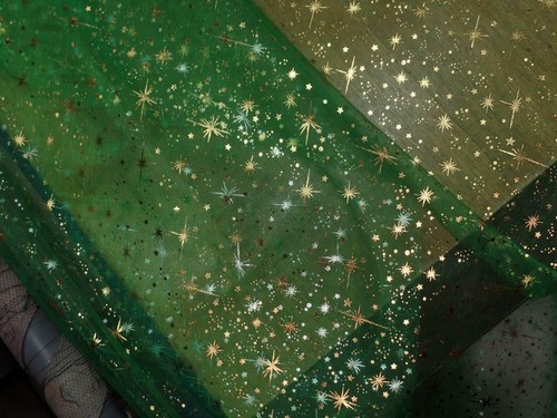 Tissu organza vert - , imprimé