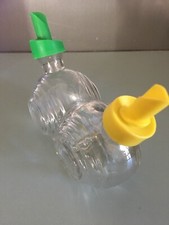 Ancien Serviteur Huile Vinaigre Bouchons Doseur Jaune Vert Vintage Bar Bistrot