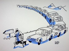 [HUMOUR - PRESSE] Guy VALLS : Voiture : L'embouteillage,  DESSIN Original signé