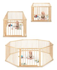 dibea parc à bébé (bois), parc pour bébé H 68 cm, 3 variantes avec porte