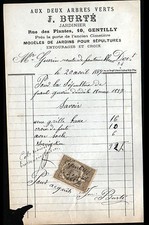 GENTILLY (94) JARDINIER "AUX DEUX ARBRES VERTS / J. BURTE" en 1887