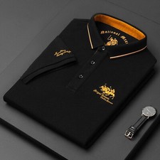 Polo Homme Brode Haut De Gamme Tee-Shirt Ete Vacances Manches Courtes.