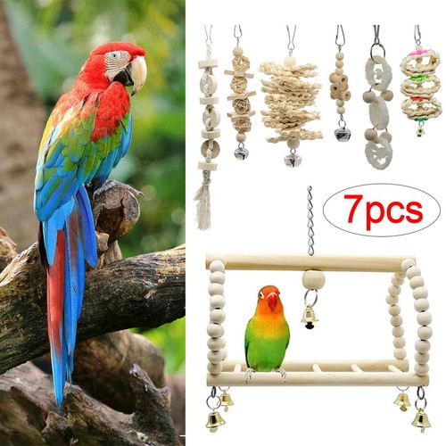 7pcs jouet perroquet bois set - 7pcs,