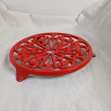 Dessous de plat Rond en fonte Émaillée Rouge vintage