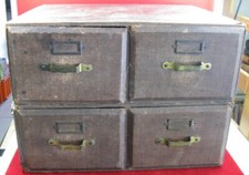 Ancienne boite classeur, cartonnier de notaire meuble de métier bois, lot de 2