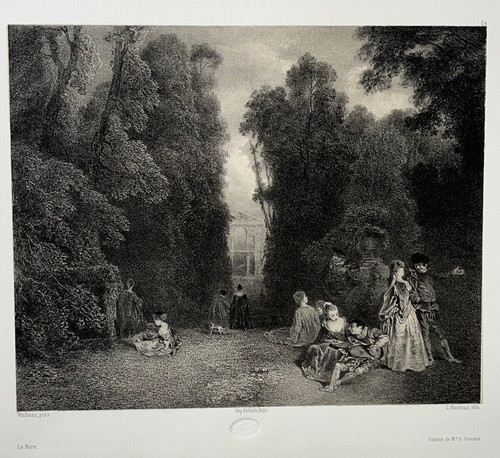 Parc watteau lithographie - parc,