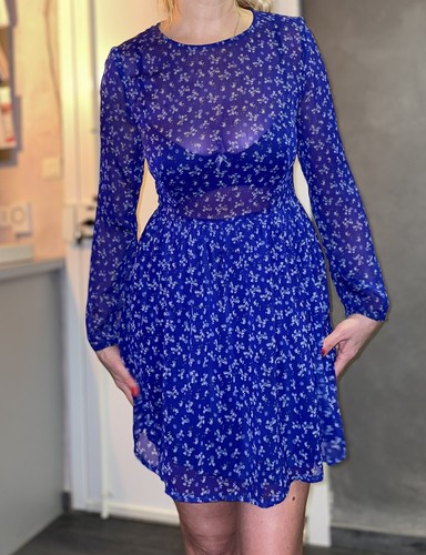 Robe bleu fleuri - , mango