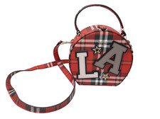 GUESS Sac Rond Lizzy Femme Taille Unique Tartan Rouge Sac Bandoulière Petit