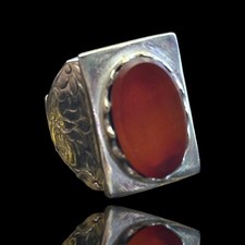 BAGUE ANCIENNE ROMAINE EN AGATE ENDUITE D'ARGENT - ANNONCE VERS LE 1er siècle