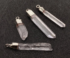 Un pendentif Cristal de roche, Quartz cristal, argent 925 Cordon offert, Collier