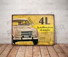 Plaque métal vintage renault 4L Enseigne Garage Décoration R4 Déco atelier