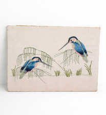 Broderie ancienne sur soie