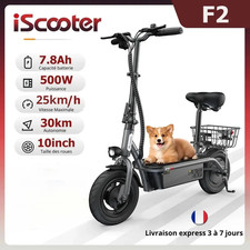 Trottinette Électrique 2025 Pliable avec Panier 500W, 10 pouces, Autonomie 30km
