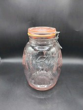 Ancien pot d'apothicaire, Bonbonnière, Bocal en verre rose, Baril de fruits