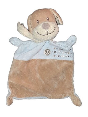 Doudou plat chien - bleu, beige