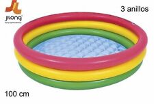 Piscine Gonflable 100Cm 3 Anneaux Multicolores Enfants Jardin Été Dfh