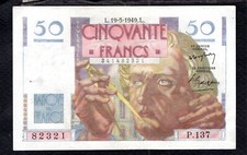 50 Francs Le Verrier 19.5.1949 Etat SUP+